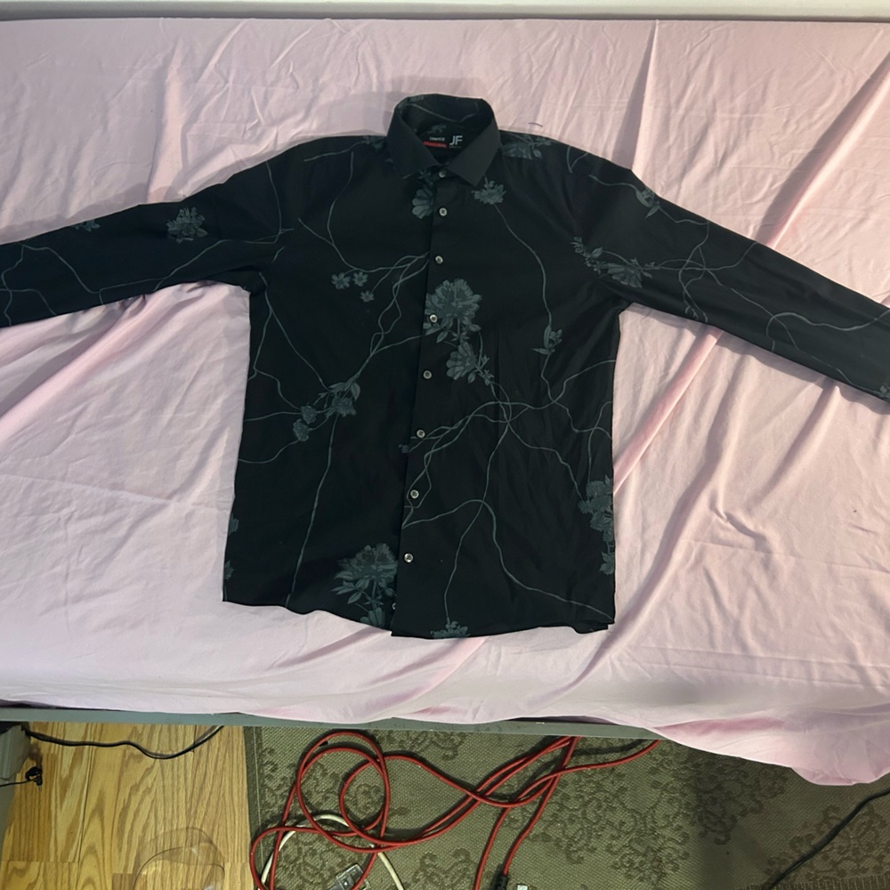 Black Floral Button-Up Shirt